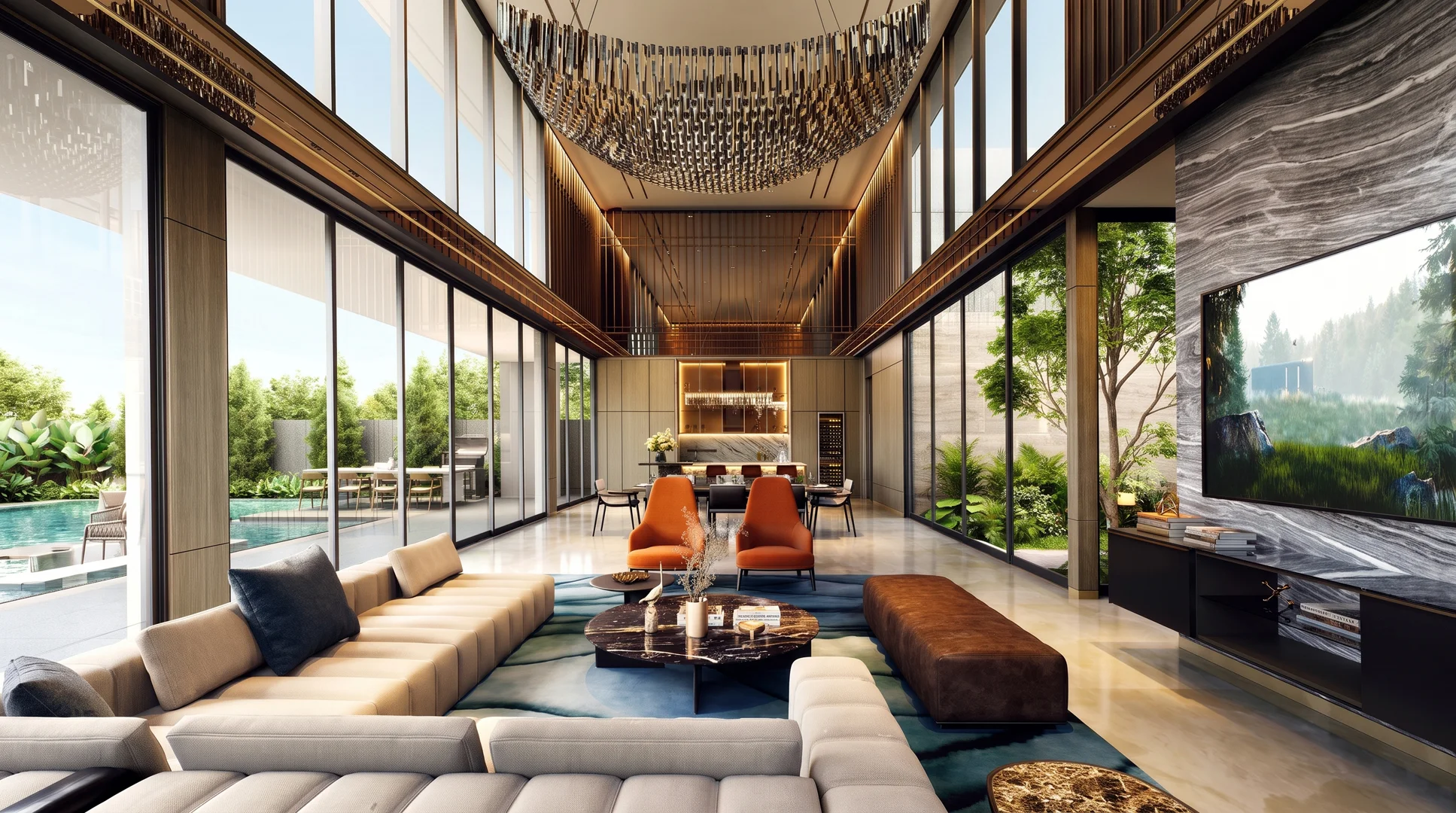 Double High Ceiling Living Room Island Villa NavaPark