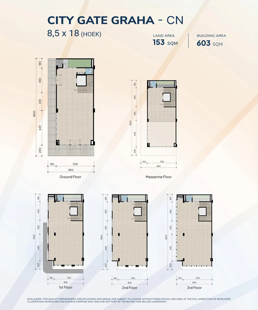 Layout Denah City Gate Graha 8.5x18 Hoek CN