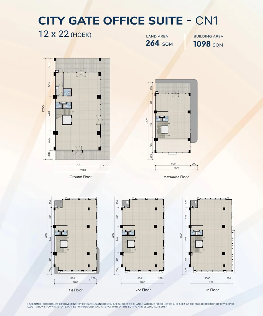 Layout Denah City Gate Office Suite 12x22 Hoek CN1