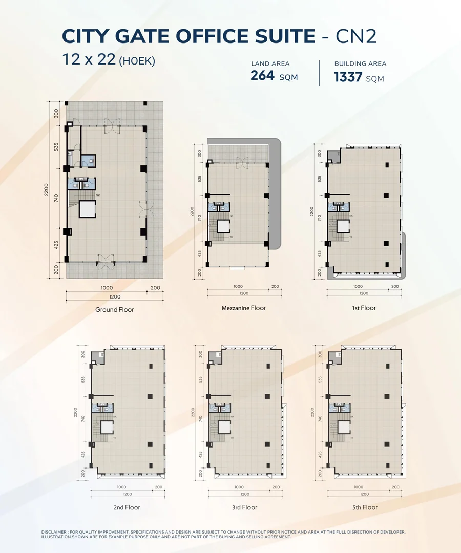 Layout Denah City Gate Office Suite 12x22 Hoek CN2
