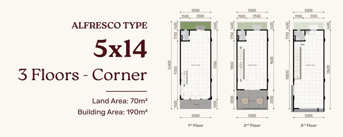 Layout Tipe Alfresco Corner 5x14 3 Lantai