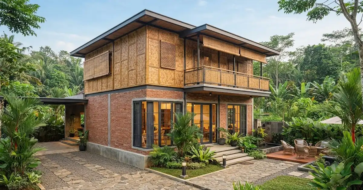 Rumah Bambu Setengah Bata