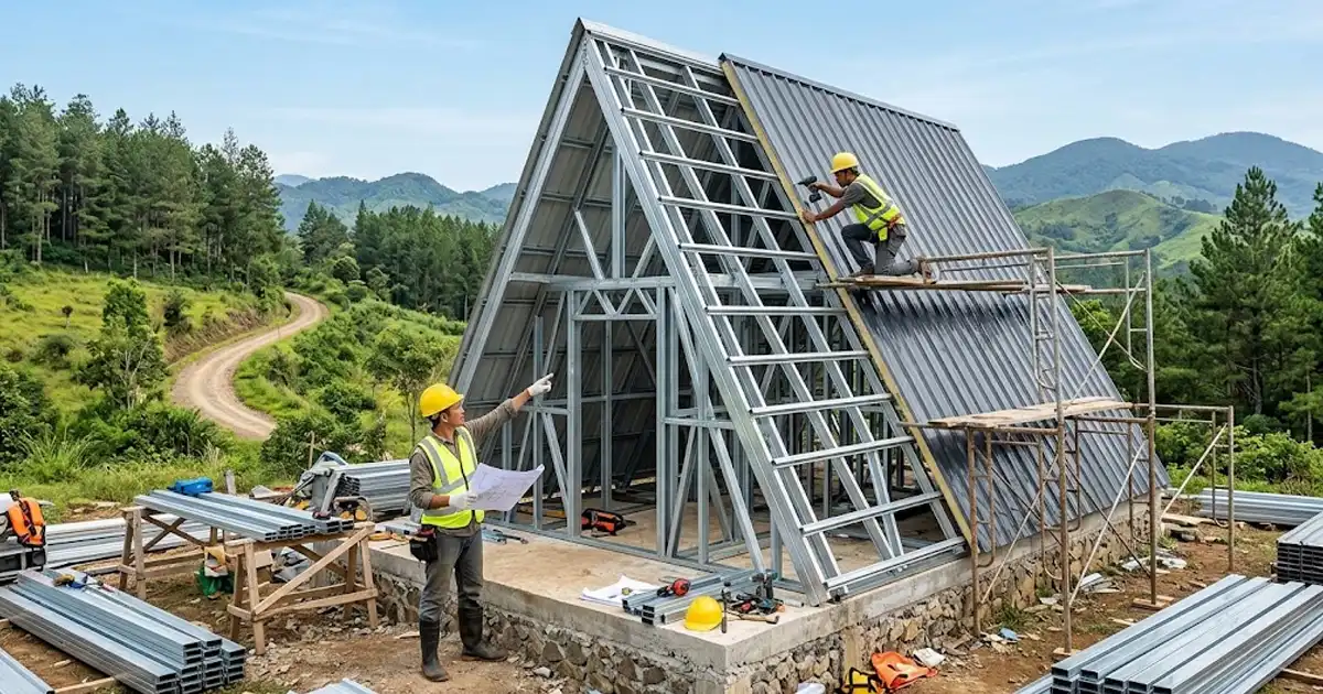 Rumah Segitiga Dari Baja Ringan