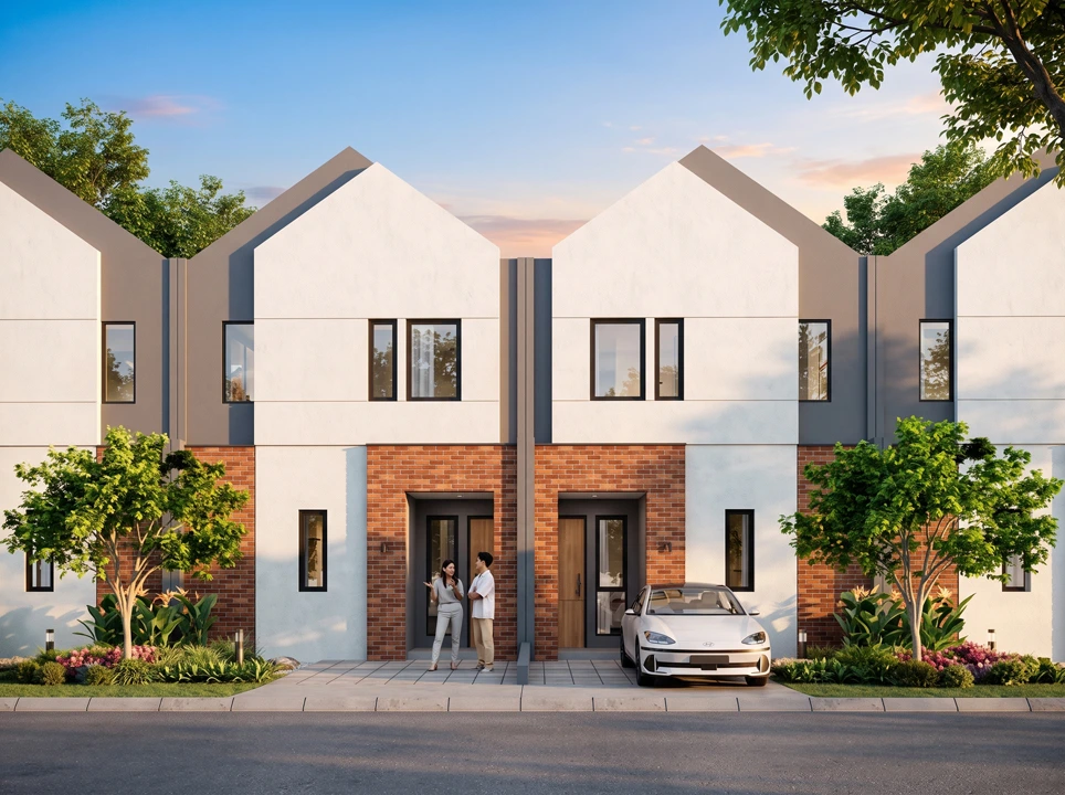 Fasad rumah tipe Kilo cluster Byte di Sutera Nexen, Balaraja