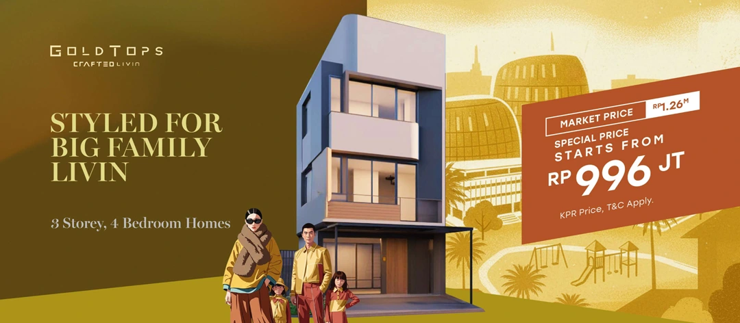 Rumah GoldTops Crafted Livin 3 lantai 4 kamar tidur Park Serpong Phase 8