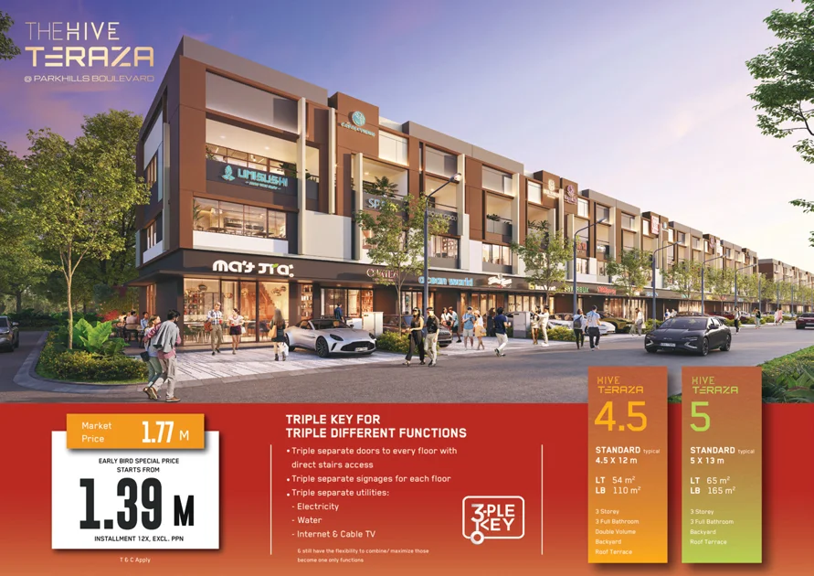 Ruko The Hive Teraza 4.5 Parkhills Boulevard Park Serpong 3 lantai